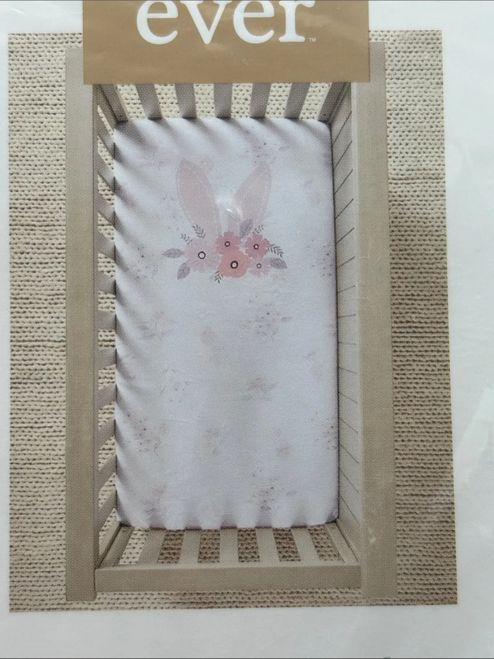 Ever & Ever Photo Op Baby Bunny Flower Crown 100% Cotton Fitted Crib Sheet
